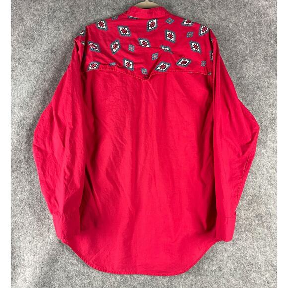 Vintage Frontier Series Western Shirt Mens 15 15 1/2 Red Band Collar Cowboy FLAW - Picture 7 of 15